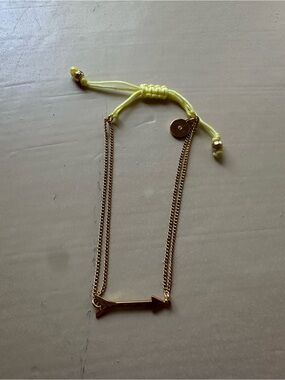 Stella & Dot Gold Arrow Bracelet with Neon Yellow Cord